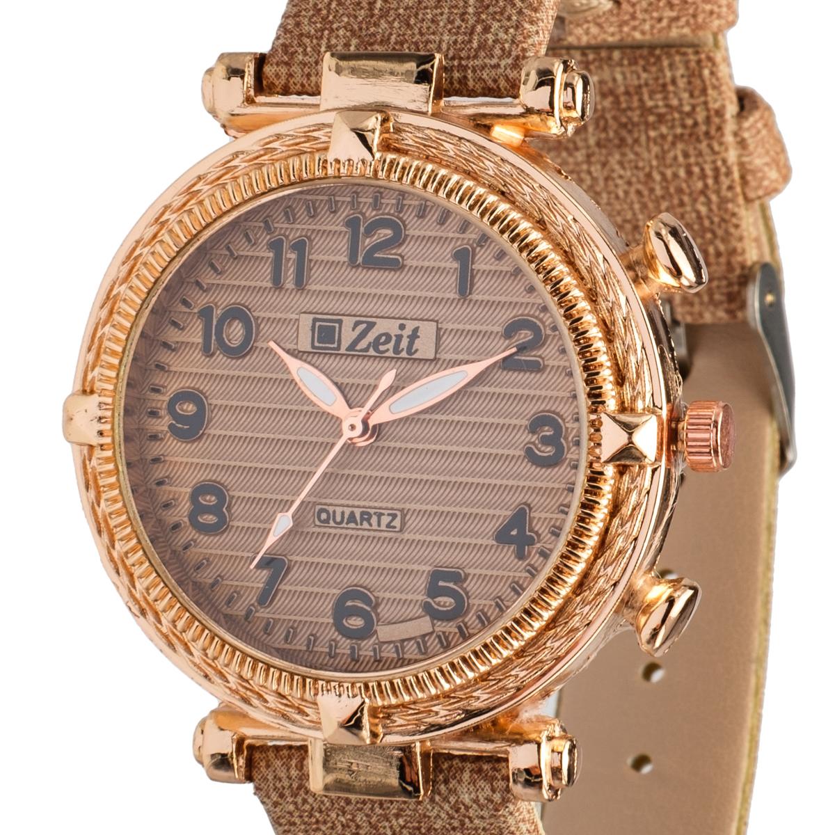 Reloj Análogo Zeit Dama Casual Textura Correa Tacto Piel