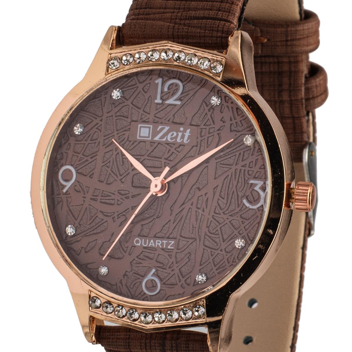 Reloj Análogo Zeit Textura Casual Dama Correa De Tacto Piel