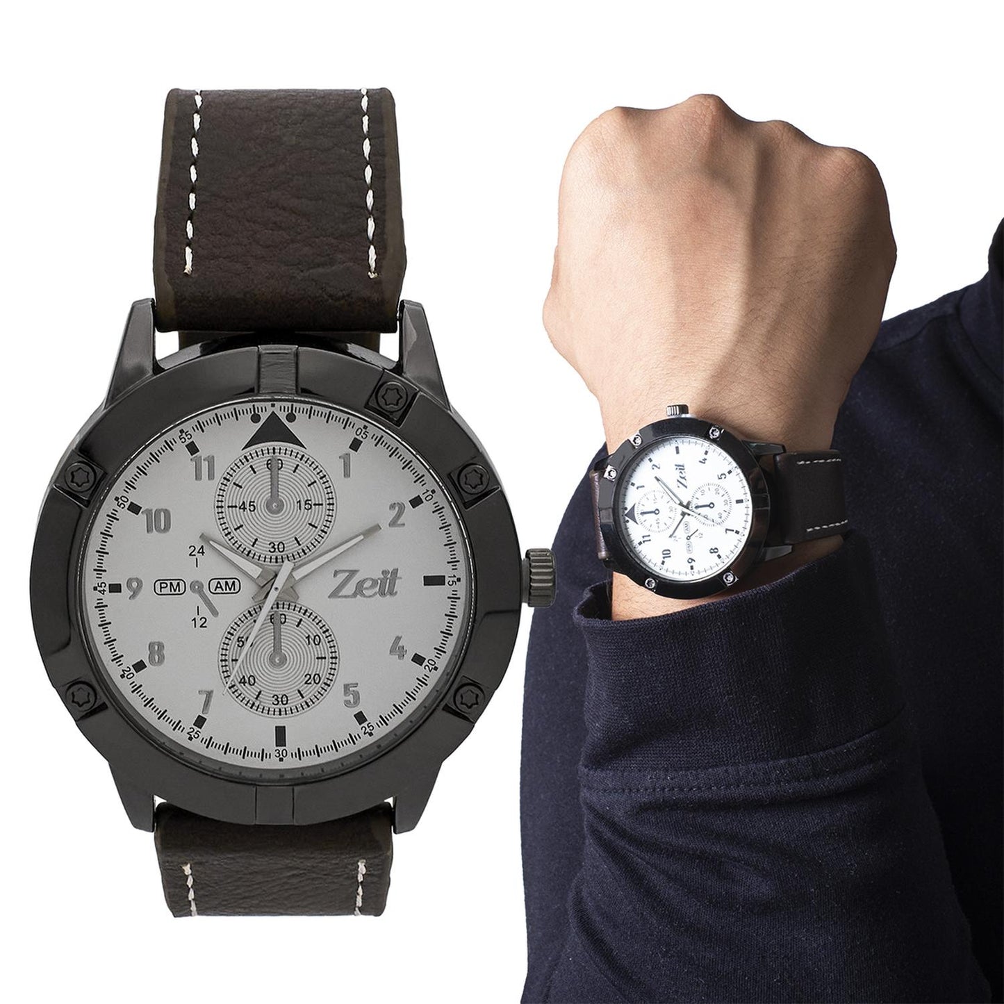 Reloj Análogo Zeit Casual Hombre Extensible Tacto Piel