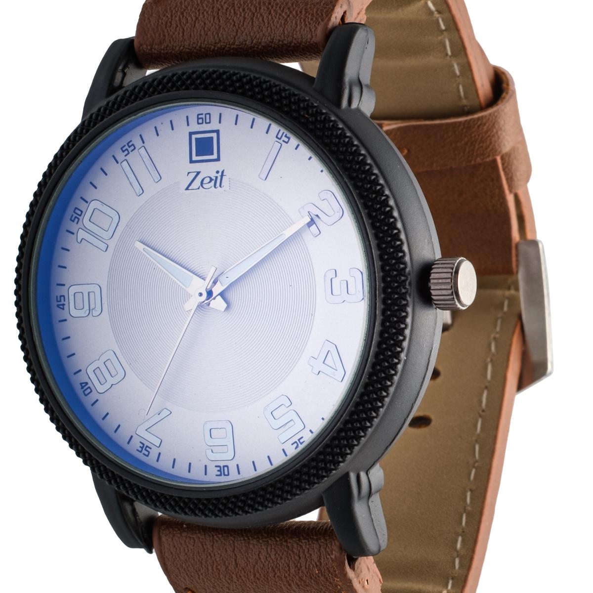 Reloj Análogo Zeit Caballero Correa De Tacto Piel/fondo liso