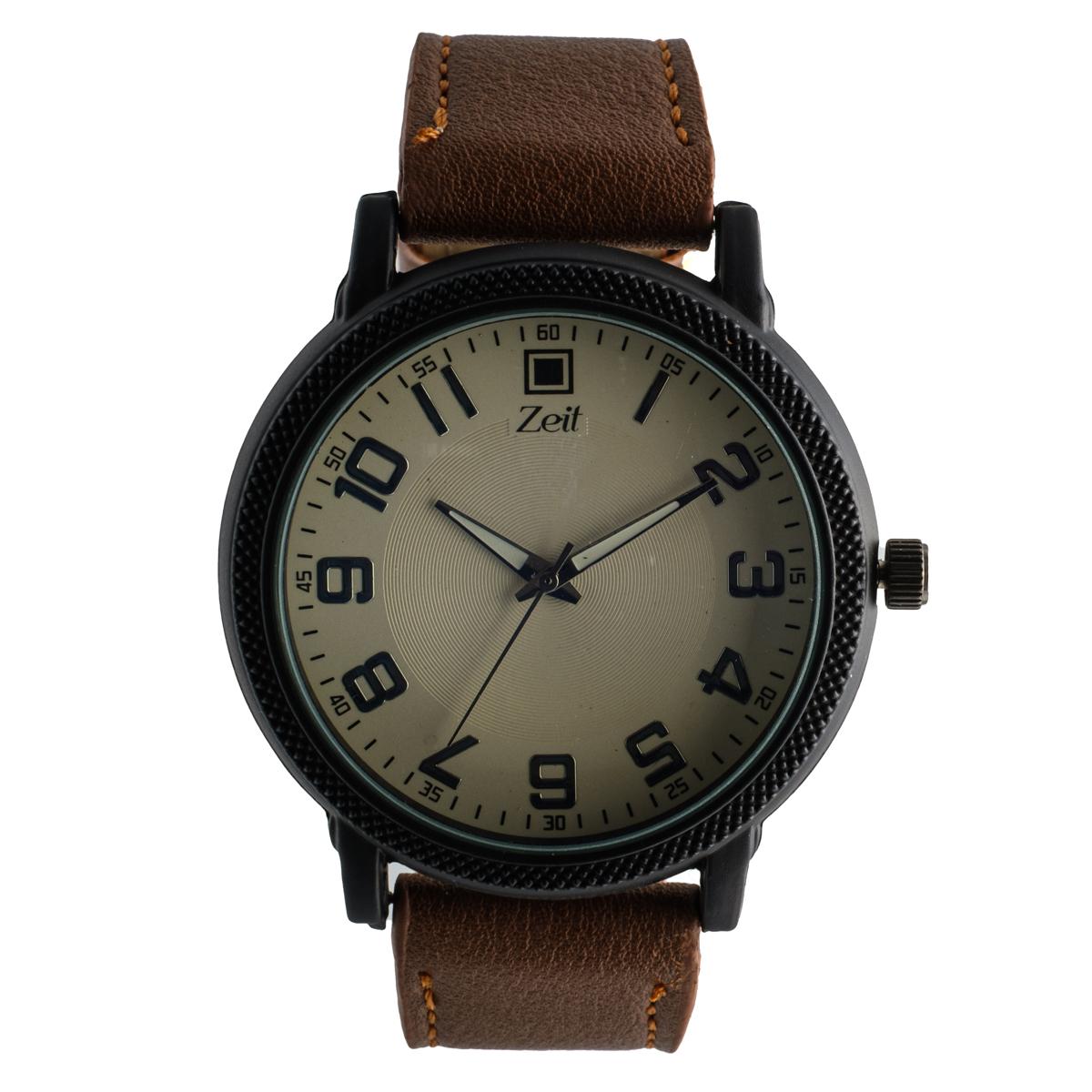 Reloj Análogo Zeit Caballero Correa De Tacto Piel/fondo liso