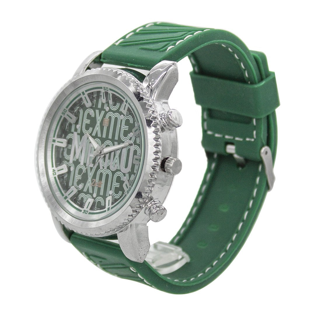 Reloj Zeit Hombre Caucho Verde México con estuche incluido.