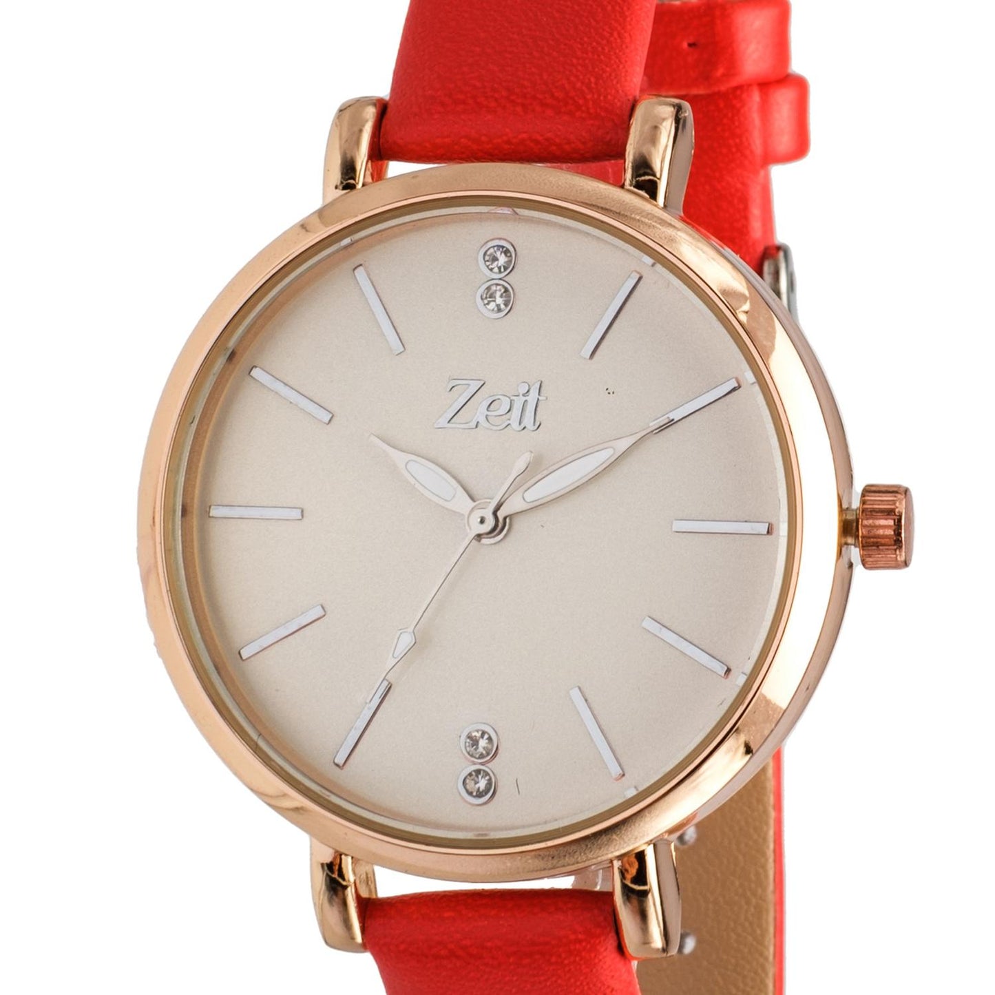 Reloj Análogo Zeit Casual Tacto Piel Pedrería Dama