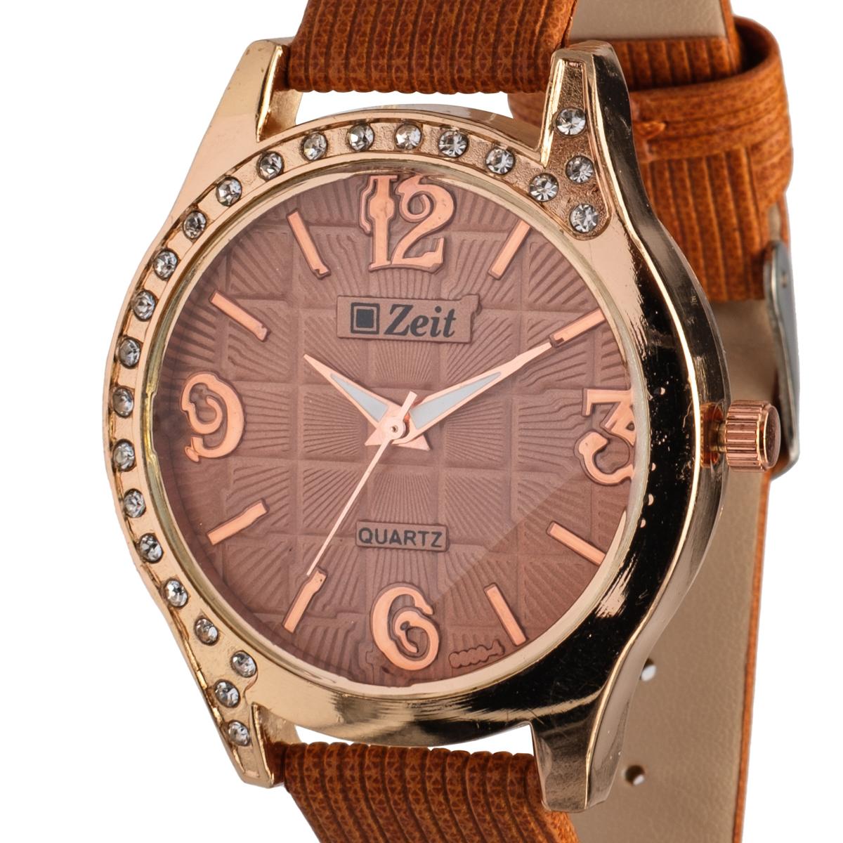 Reloj Análogo Zeit Dama Casual Textura y Pedrería
