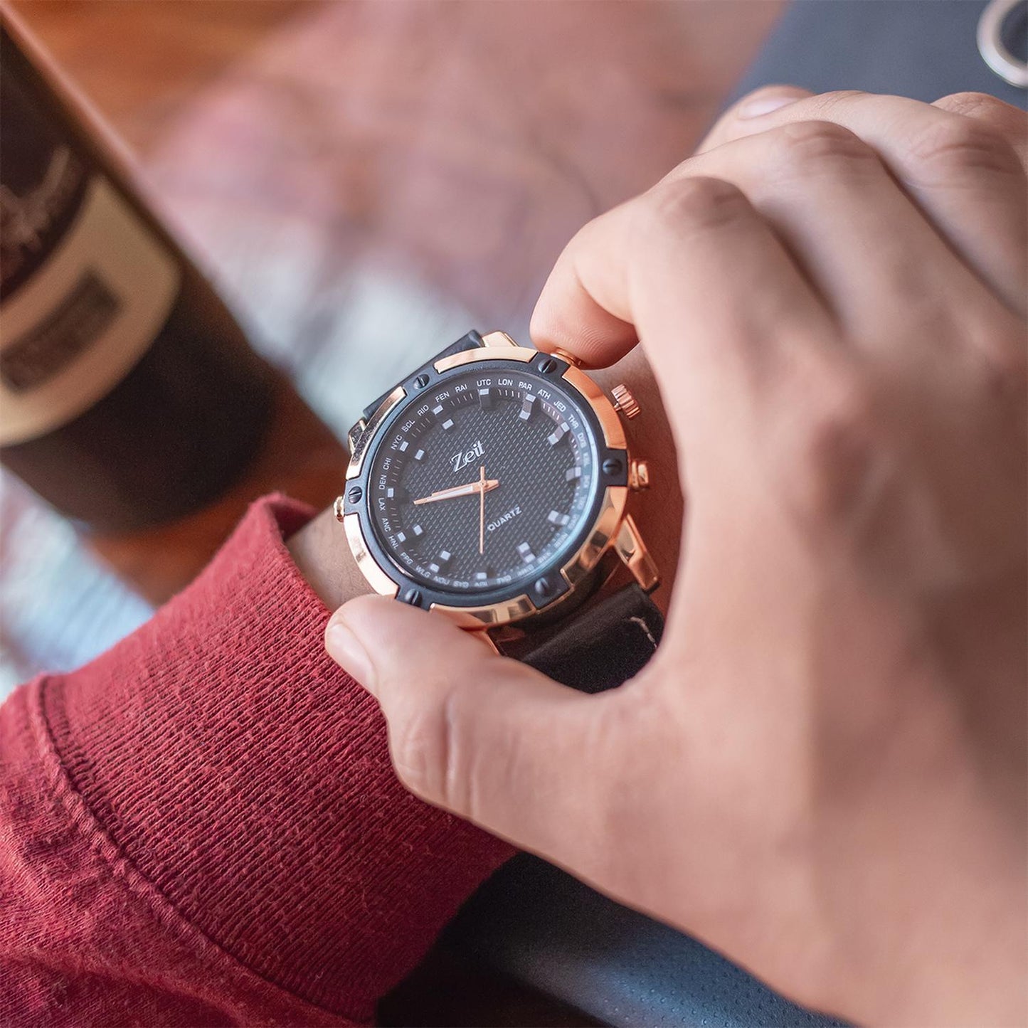 Reloj Análogo Zeit Casual Hombre Tacto Piel