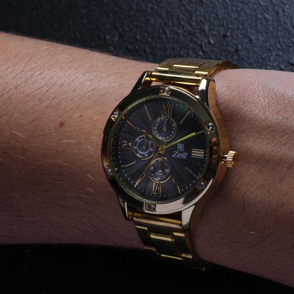 Reloj Análogo Zeit Dama Casual correa Metal Bisel Pedrería