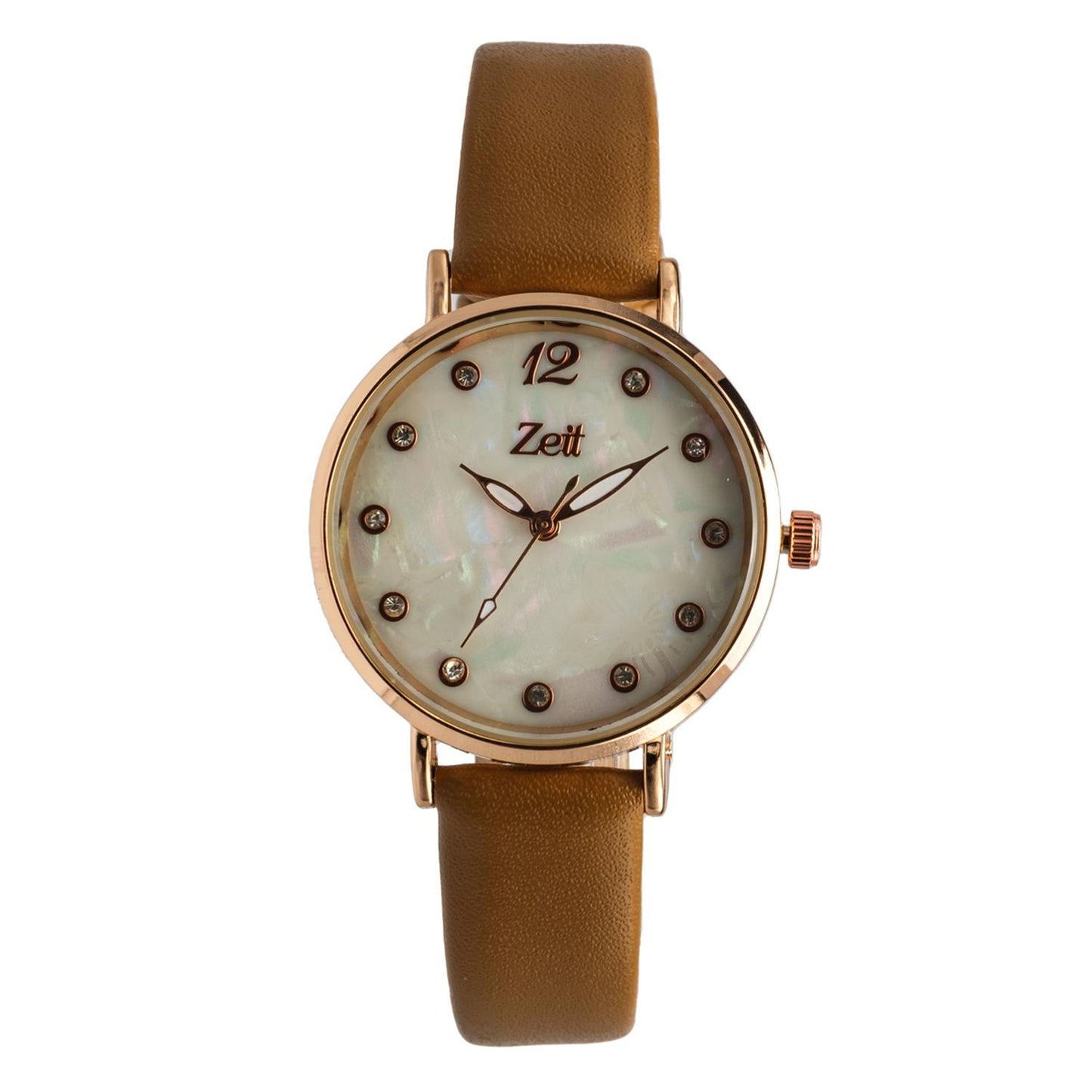 Reloj Análogo Zeit Dama Tacto Piel Indicadores Pedrería