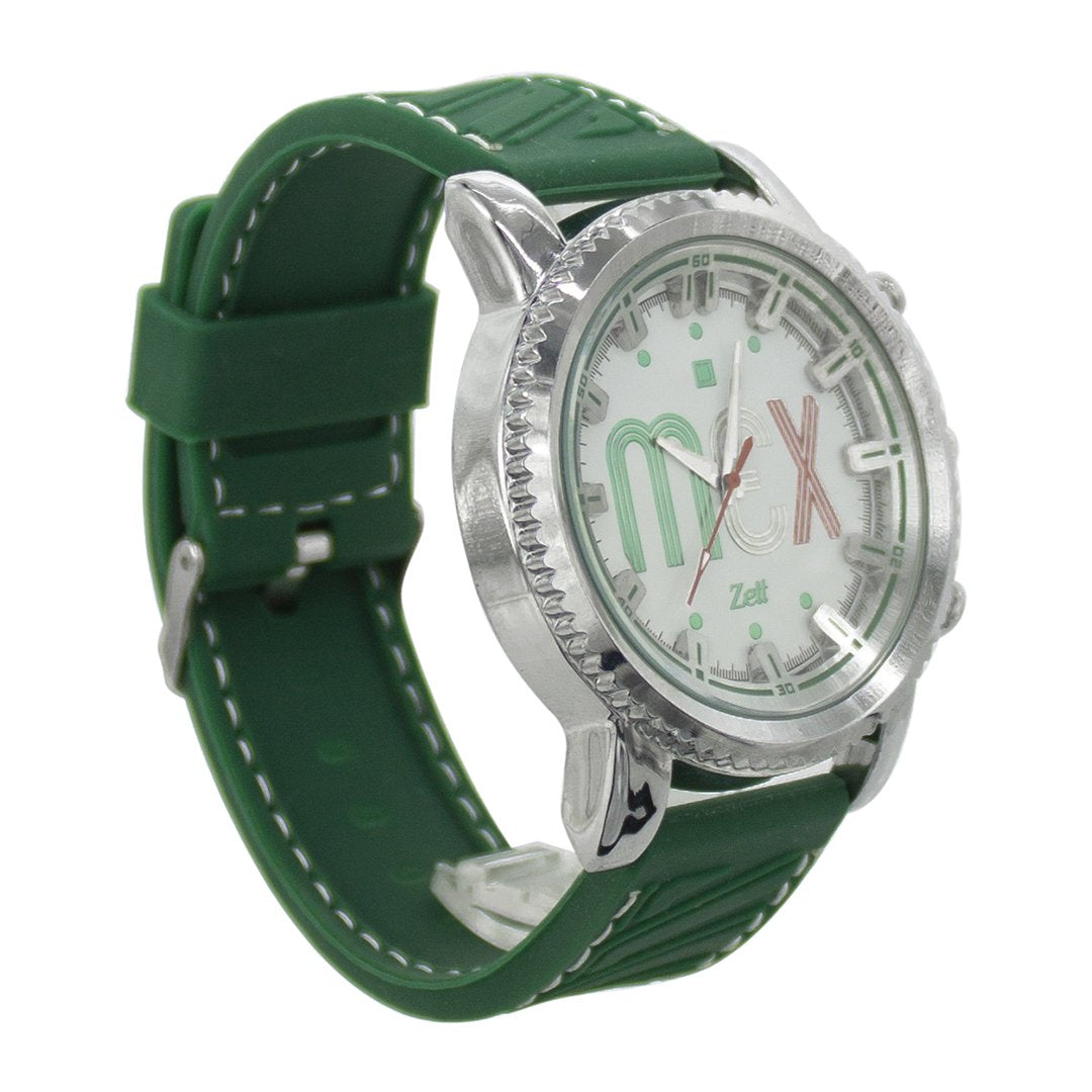 Reloj Zeit para Hombre Silicón Verde Edición México letras MEX con estuche incluido.
