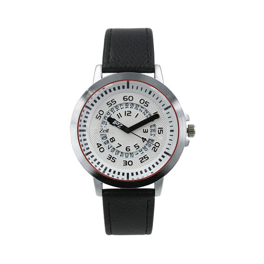 Reloj Zeit/hombre/tacto piel/negro/caja plateada cara blanca - CB00018920