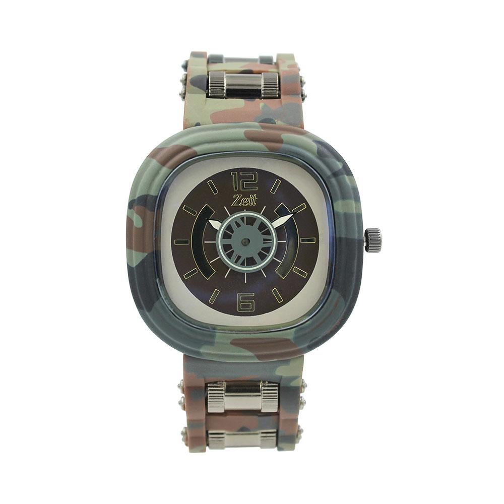 Reloj Zeit Hombre Caucho Canela Print Militar Caja Cuadrada-Redonda - CB00019329