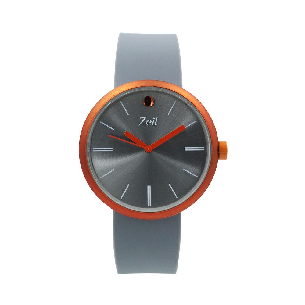 Reloj Zeit Hombre Caucho Gris Caja Naranja - CB00019986