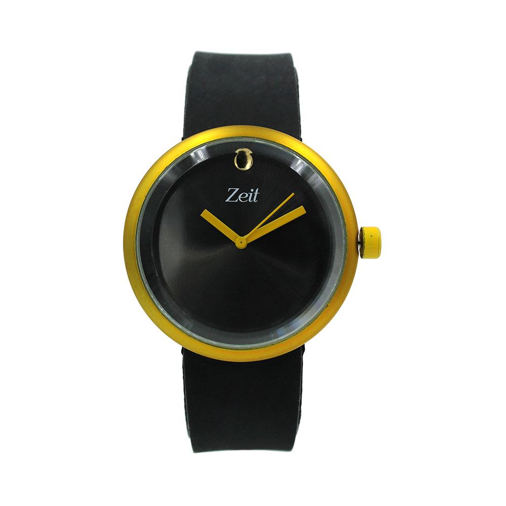 Reloj Zeit Hombre Caucho Negro Caja Amarilla - CB00019990