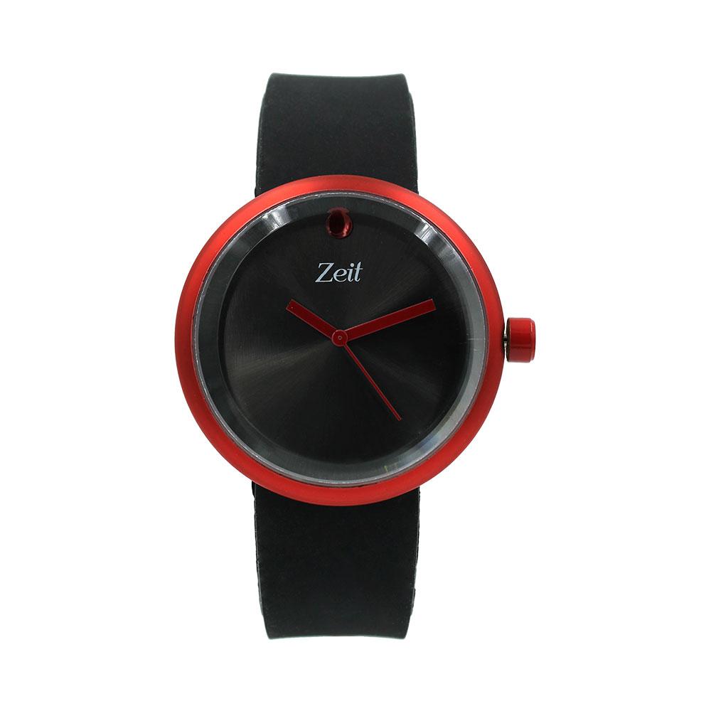 Reloj Zeit Hombre Caucho Negro Caja Roja - CB00019991