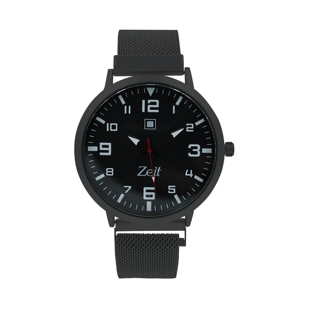 Reloj Zeit Hombre Metal Negro Cara Negra Horas Blanco - CB00020002