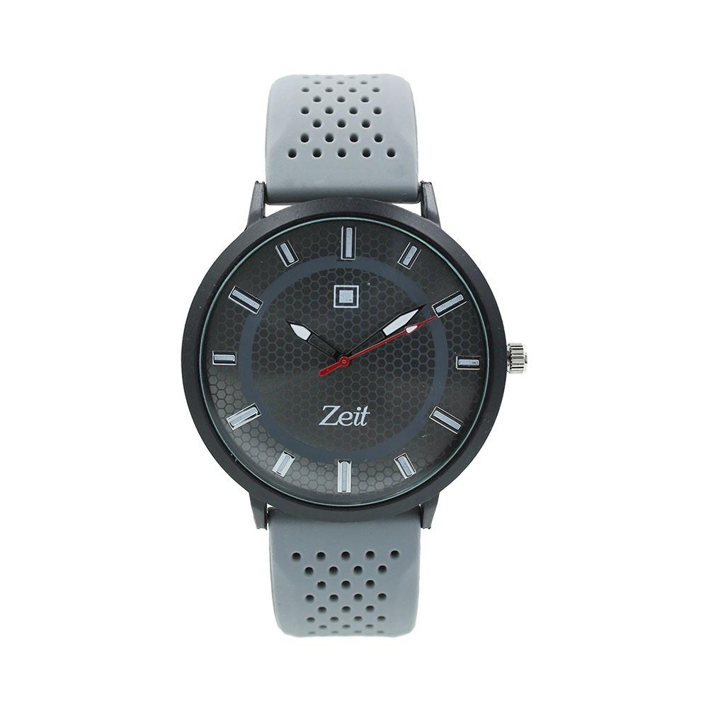 Reloj Zeit Hombre Caucho Gris Caja Negra - CB00020006