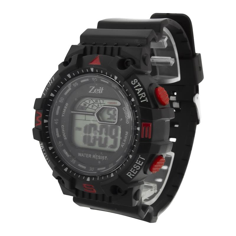 Reloj Zeit circular para Hombre tipo digital con detalles en rojo 3319-20477