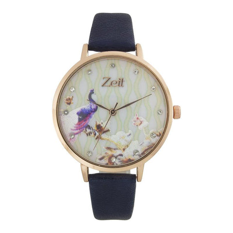 Reloj Zeit para Mujer tactopiel con gráfico floral y extensible azul 20847