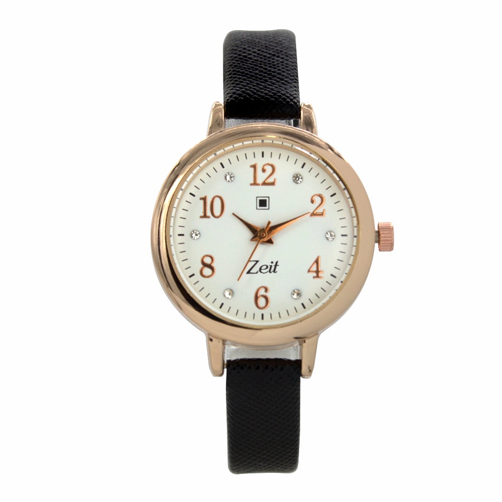 Reloj Zeit de Mujer tipo Análogo extensible Tactopiel color Caqui caja de Aleación en color Oro Rosa y fijación de Hebilla.