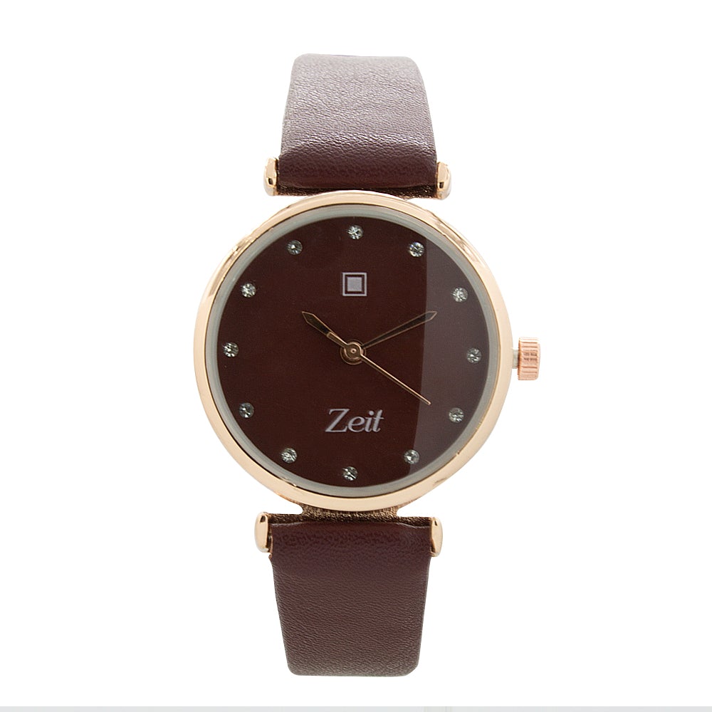 Reloj Zeit de Mujer tipo Análogo extensible Tactopiel color Caqui caja de Aleación en color Oro Rosa y fijación de Hebilla.