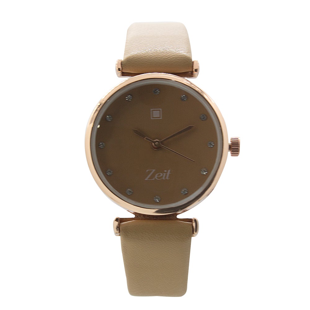Reloj Zeit de Mujer tipo Análogo extensible Tactopiel color Caqui caja de Aleación en color Oro Rosa y fijación de Hebilla.