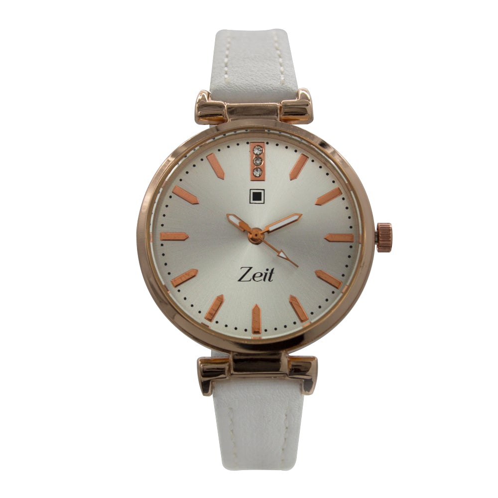 Reloj Zeit de Mujer tipo Análogo extensible Tactopiel color Azul Marino caja de Aleación en color Oro Rosa y fijación de Hebilla.