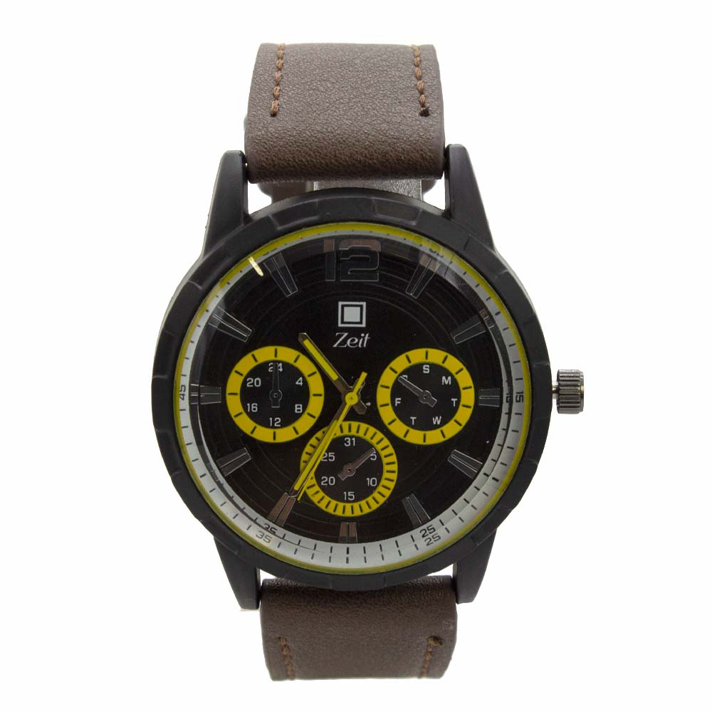 Reloj Zeit de Hombre tipo Análogo extensible Tactopiel color Negro/indicadores Rojos