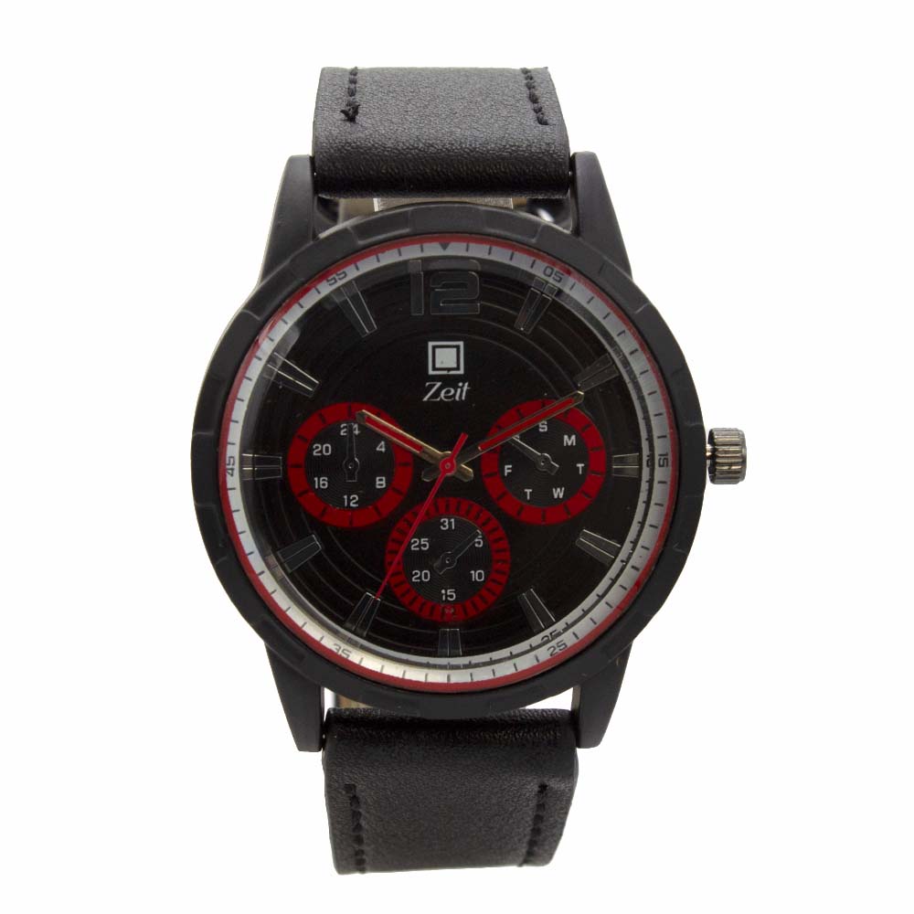 Reloj Zeit de Hombre tipo Análogo extensible Tactopiel color Negro/indicadores Rojos