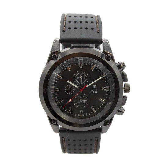 Reloj Zeit de Hombre tipo Análogo extensible Silicon color Negro caja de Aleación en color  y fijación de Hebilla.