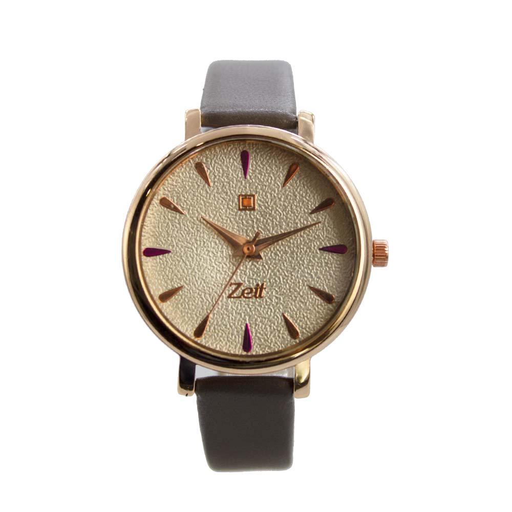 Reloj Zeit para Mujer con Indicadores Dorados y Morados