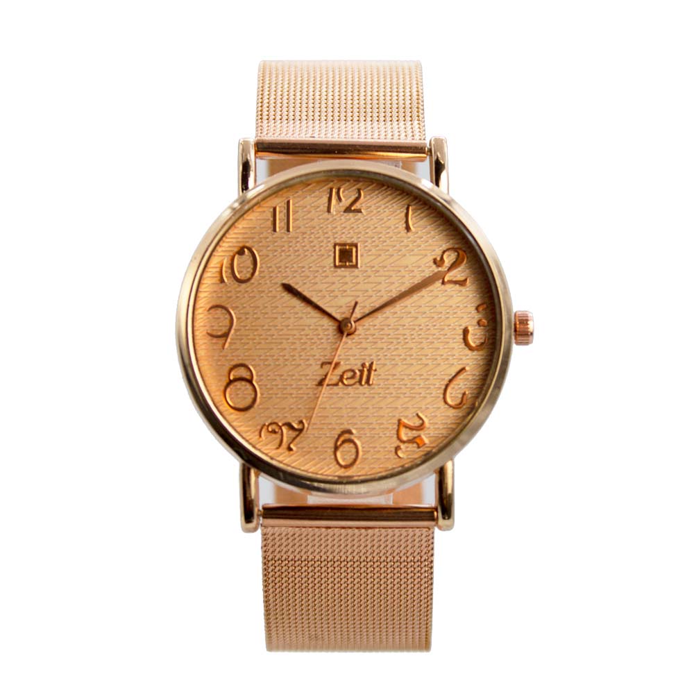 Reloj Zeit para Mujer fondo rosa con Indicadores en Oro Rosa