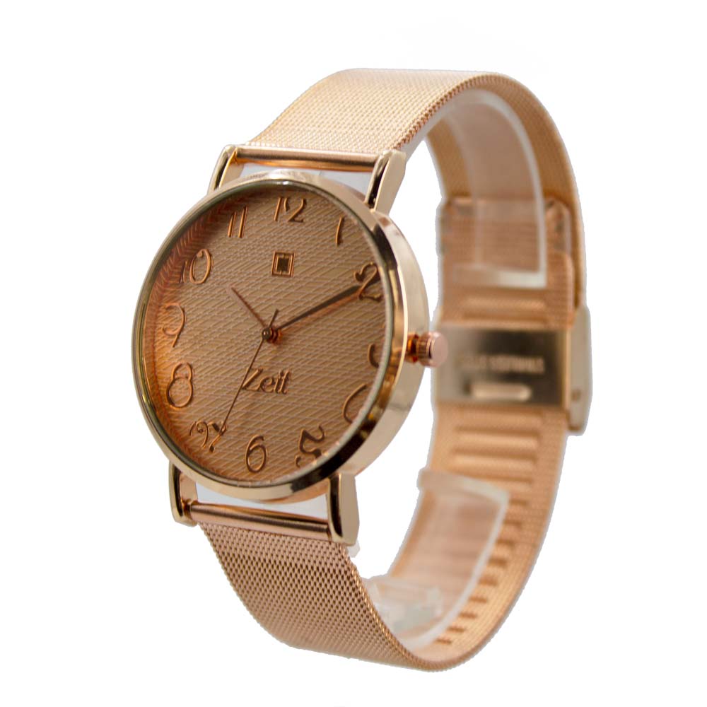 Reloj Zeit para Mujer fondo rosa con Indicadores en Oro Rosa