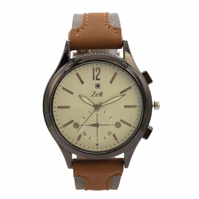 Reloj Zeit Hombre Analogo Cobre Negro Café