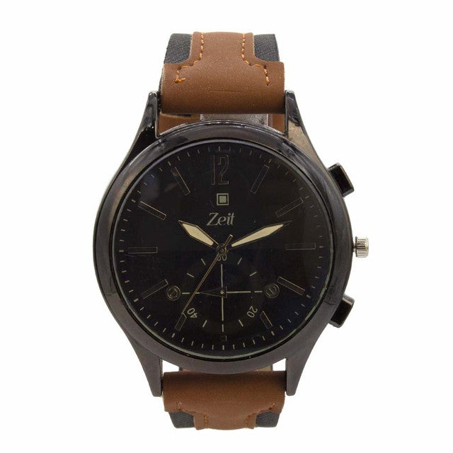 Reloj Zeit Hombre Analogo Cobre Negro Café