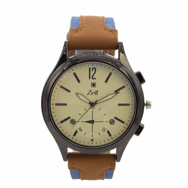 Reloj Zeit Hombre Analogo Cobre Negro Café