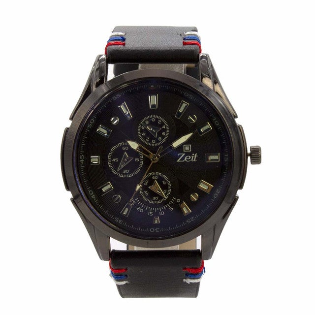 Reloj Zeit Hombre Analogo Negro Negro Azul marino