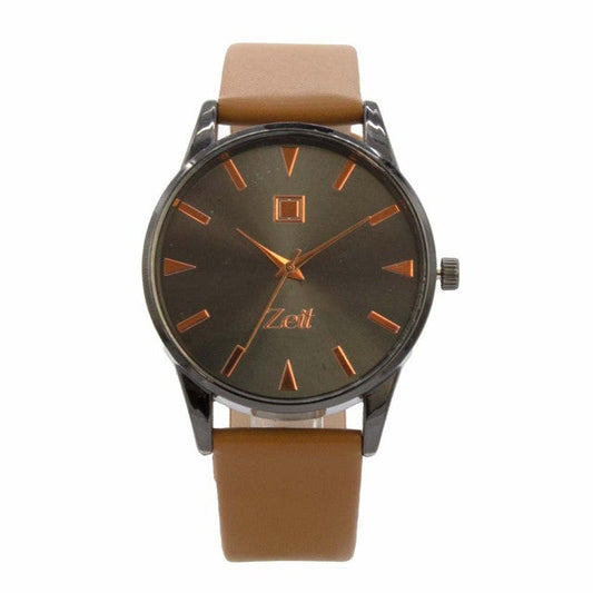 Reloj Zeit Hombre Analogo Camello Negro Negro