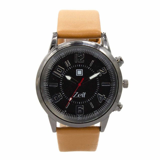 Reloj Zeit Hombre Analogo Camello Negro Negro
