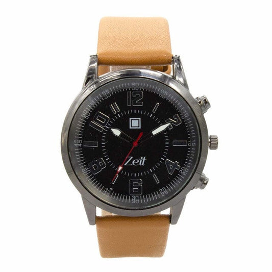 Reloj Zeit Hombre Analogo Camello Negro Negro