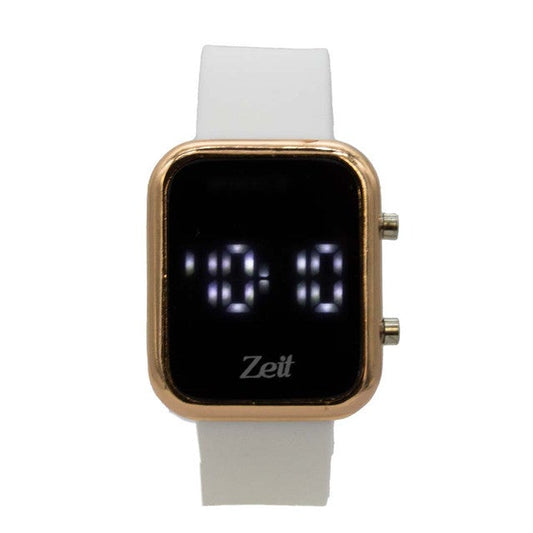 Reloj Zeit Sin género Digital Blanco Rosa dorado/oro rosa Negro