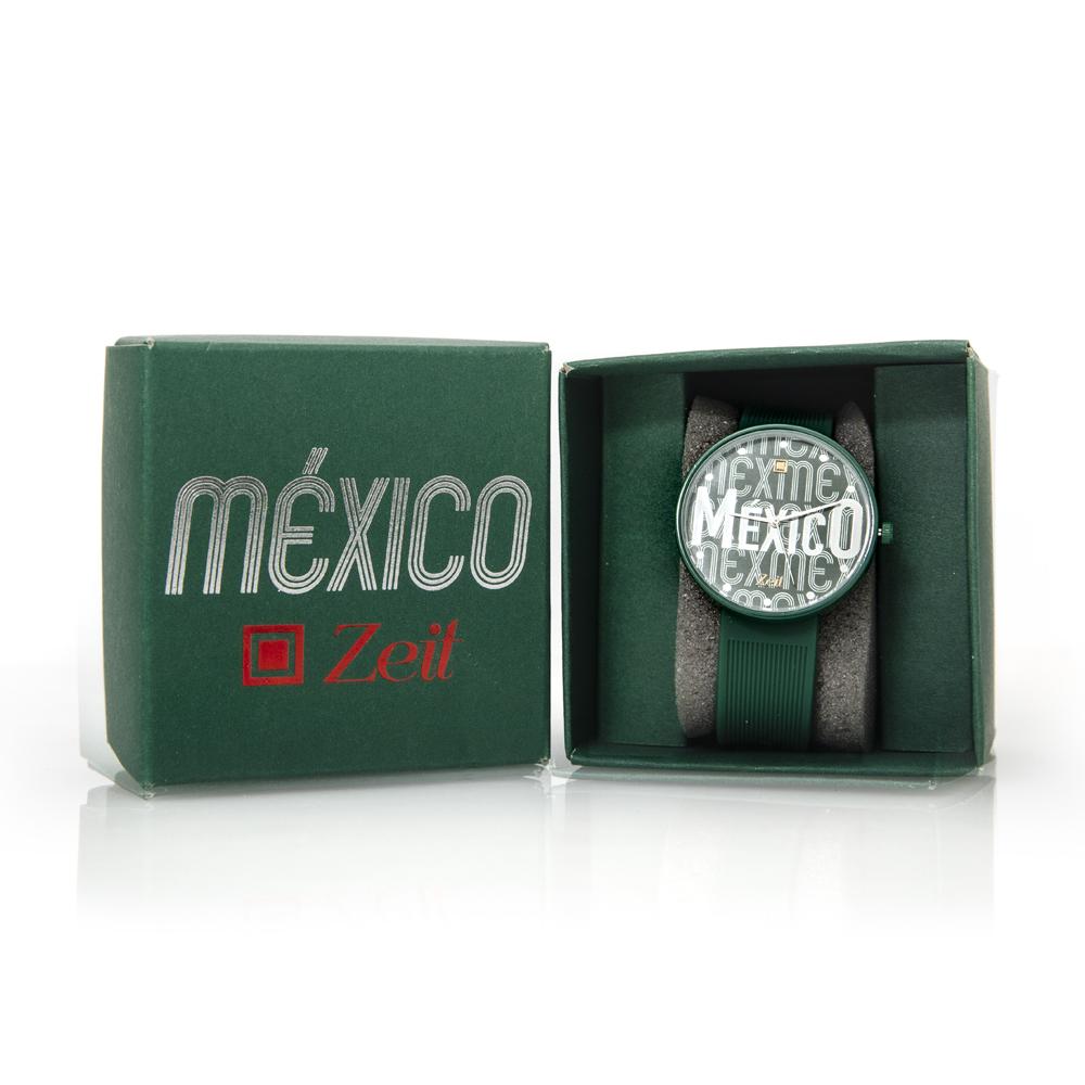 Reloj Zeit Hombre Silicon Verde Edición México con estuche incluido.