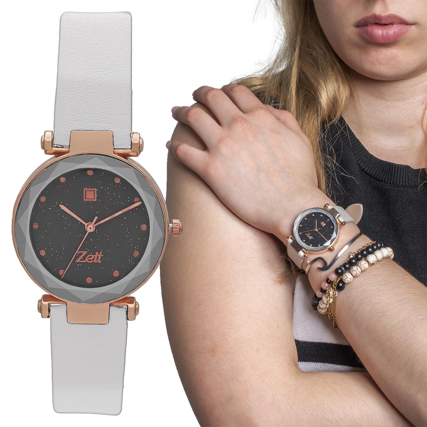 Reloj Análogo Zeit Casual Mujer Tacto Piel Brillantes