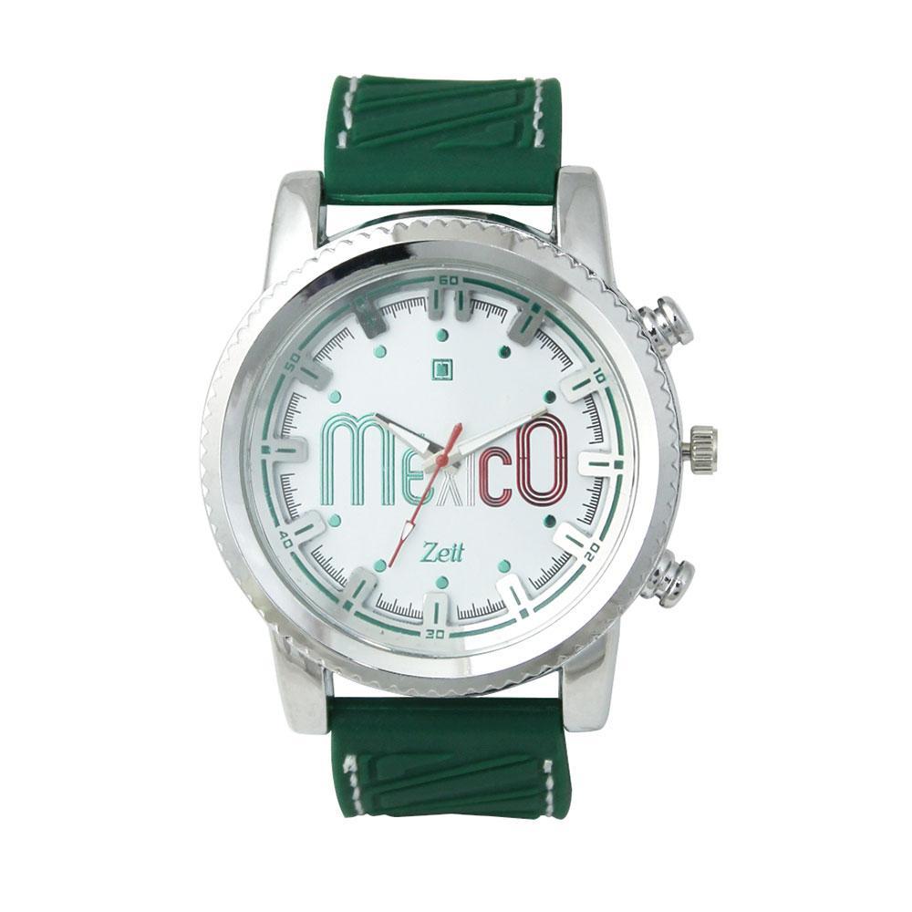 Reloj Zeit para Hombre Silicón Verde fondo México con estuche incluido.