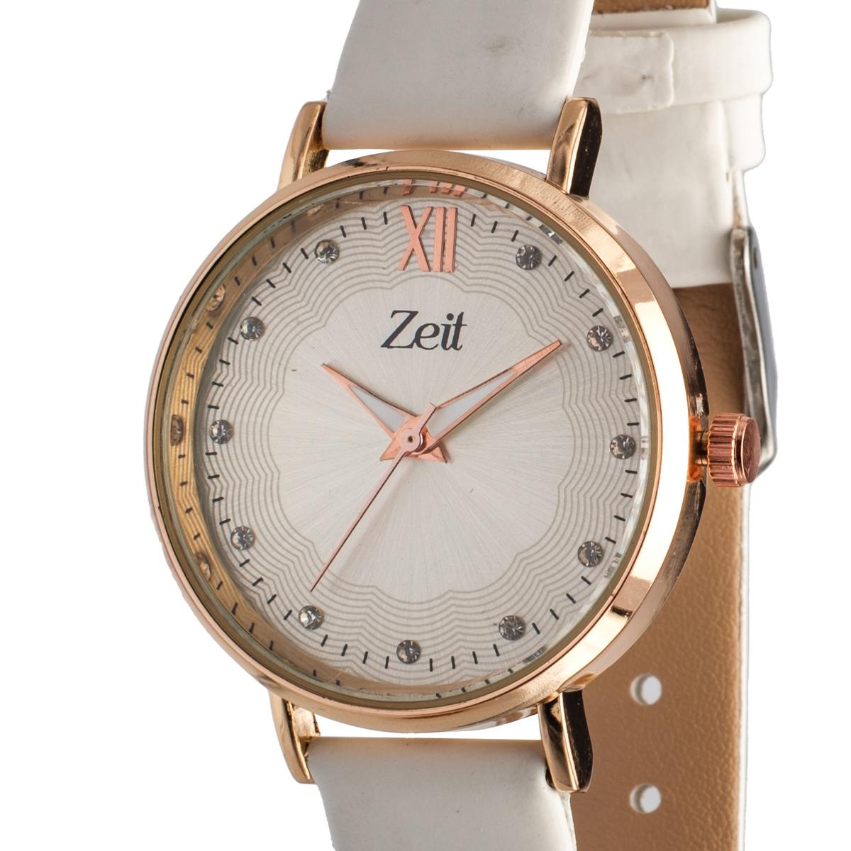 Reloj Análogo Zeit Dama Casual Tacto Piel Liso Pedrería