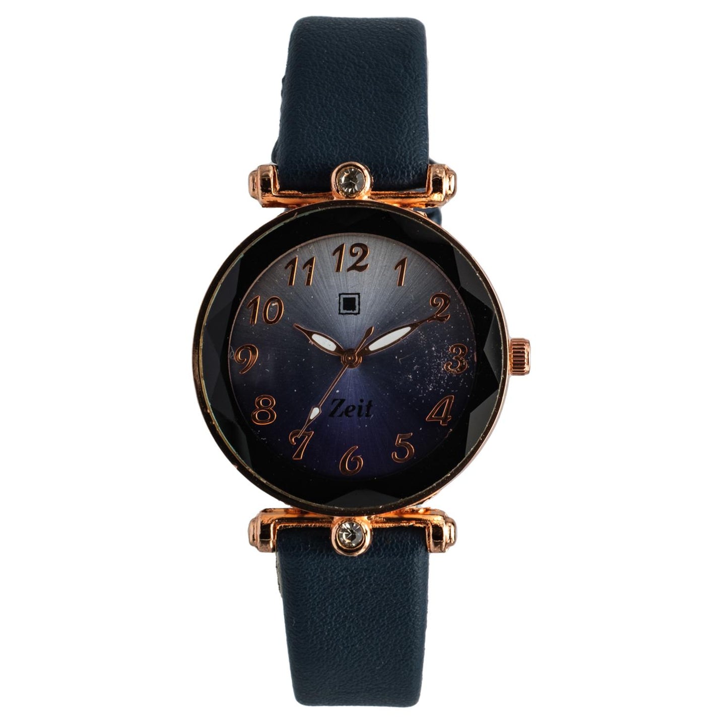 Reloj Análogo Zeit Tacto Piel Pedrería Dama