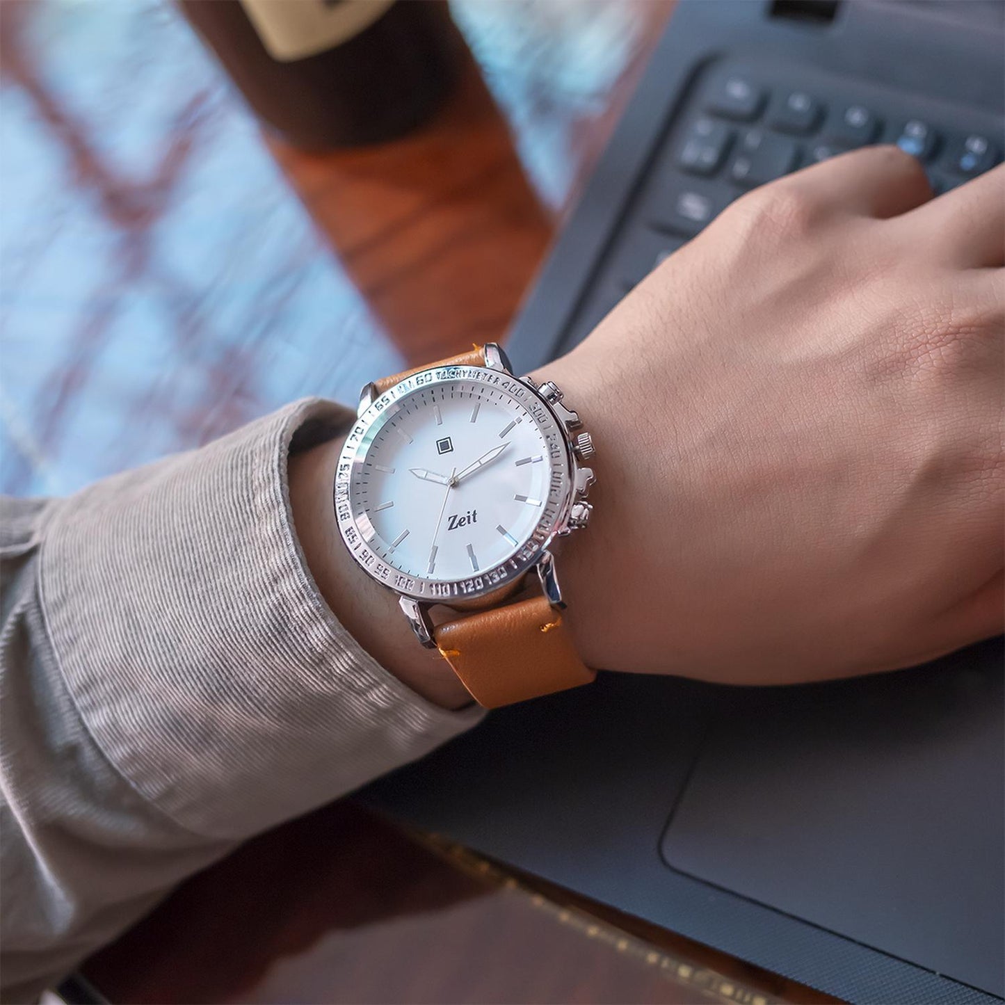 Reloj Análogo Zeit Casual Hombre Tacto Piel Liso