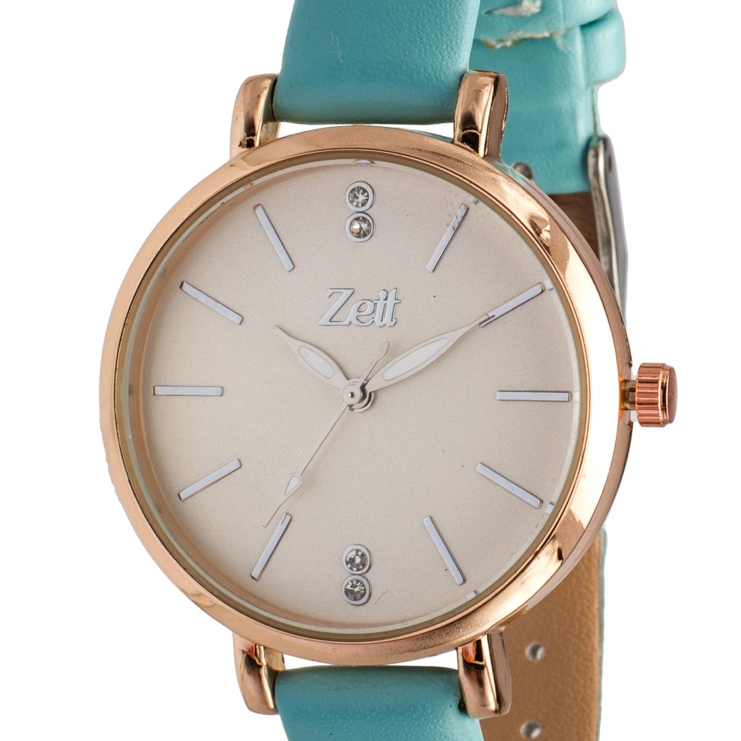 Reloj Análogo Zeit Casual Tacto Piel Pedrería Dama