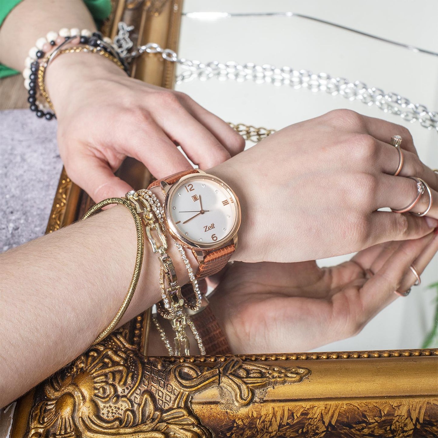 Reloj Análogo Zeit Casual Mujer Tacto Piel Textura