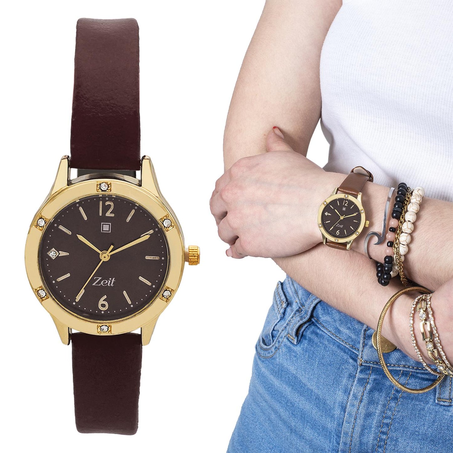 Reloj Análogo Zeit Casual Mujer Tacto Piel