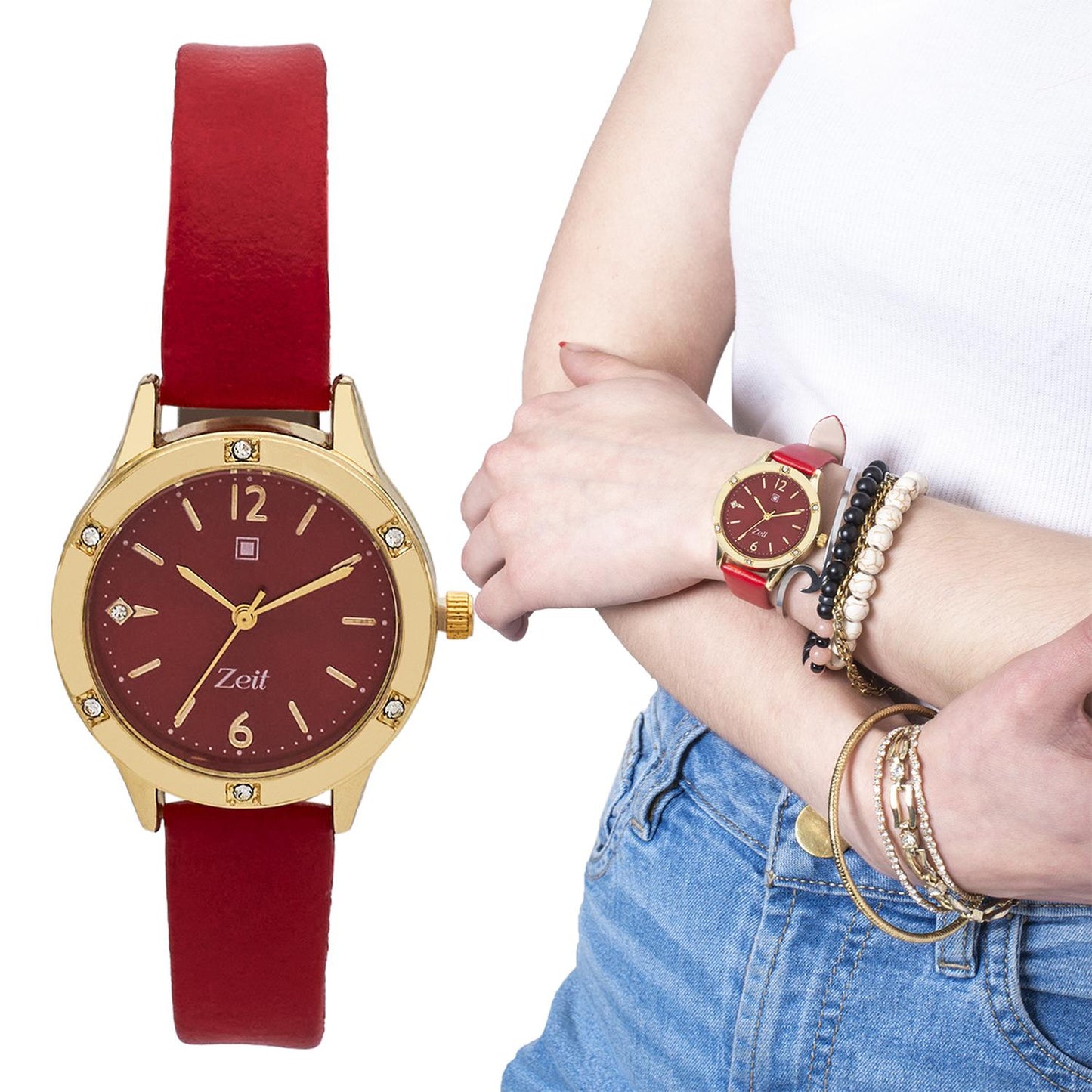Reloj Análogo Zeit Casual Mujer Tacto Piel