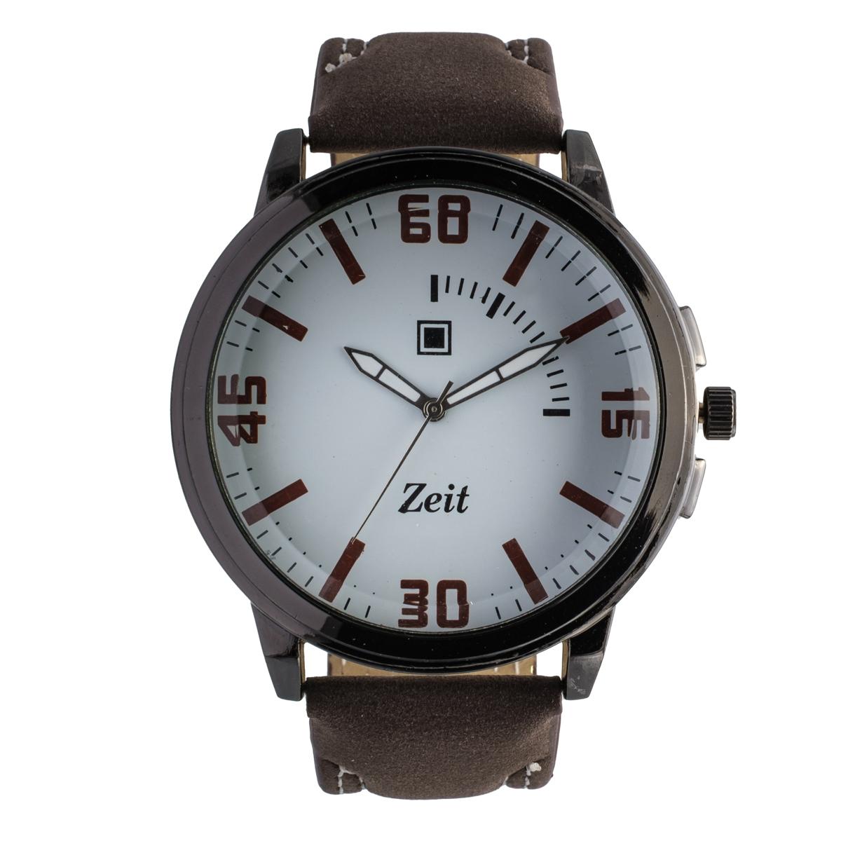 Reloj Análogo Zeit Caballero Fondo Liso Correa Tacto Piel